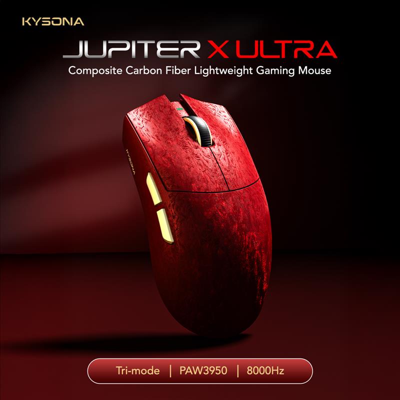 KYSONA Jupiter X Ultra Nordic54L15 PAW3950 Ultra-lightweight Wireless gaming Mouse